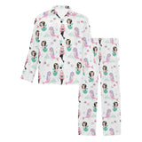 cute mermaid dolphin fish starfish pattern Men's Long Pajama Set