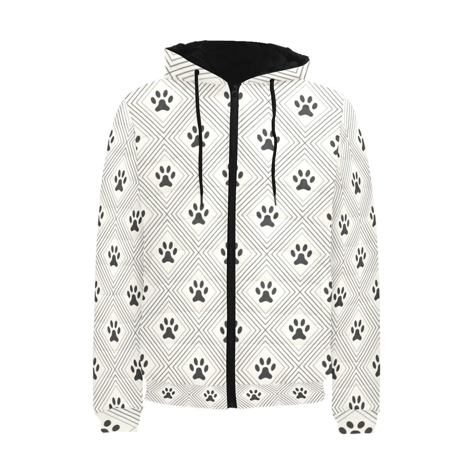 Dog Paws Pattern Print Design 03 Men's Padded Hooded Jacket