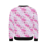 Pink flamingo flower pattern Men's Crew Neck Sweatshirt