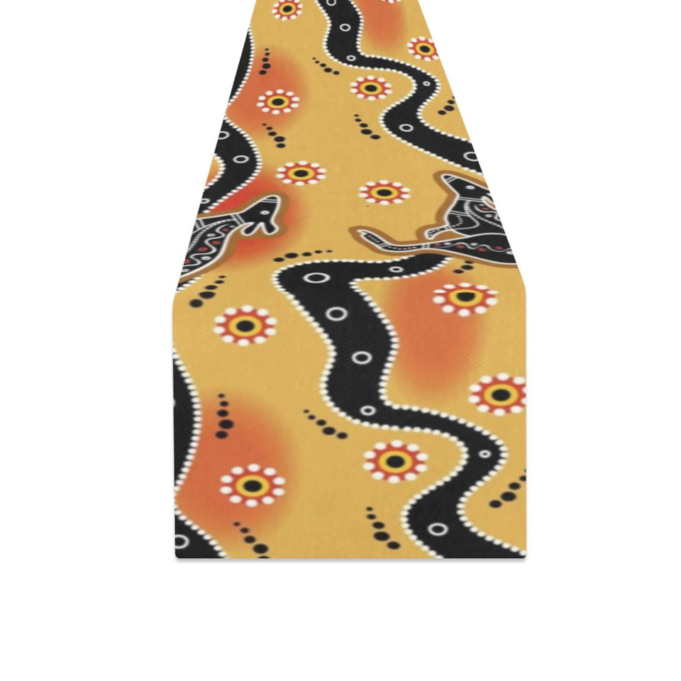 Kangaroo Australian aboriginal art pattern Table Runner