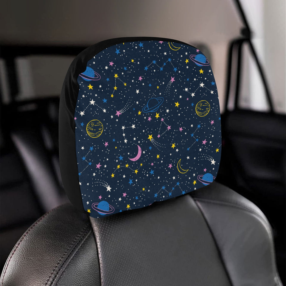 space pattern with planets, comets, constellations Car Headrest Cover