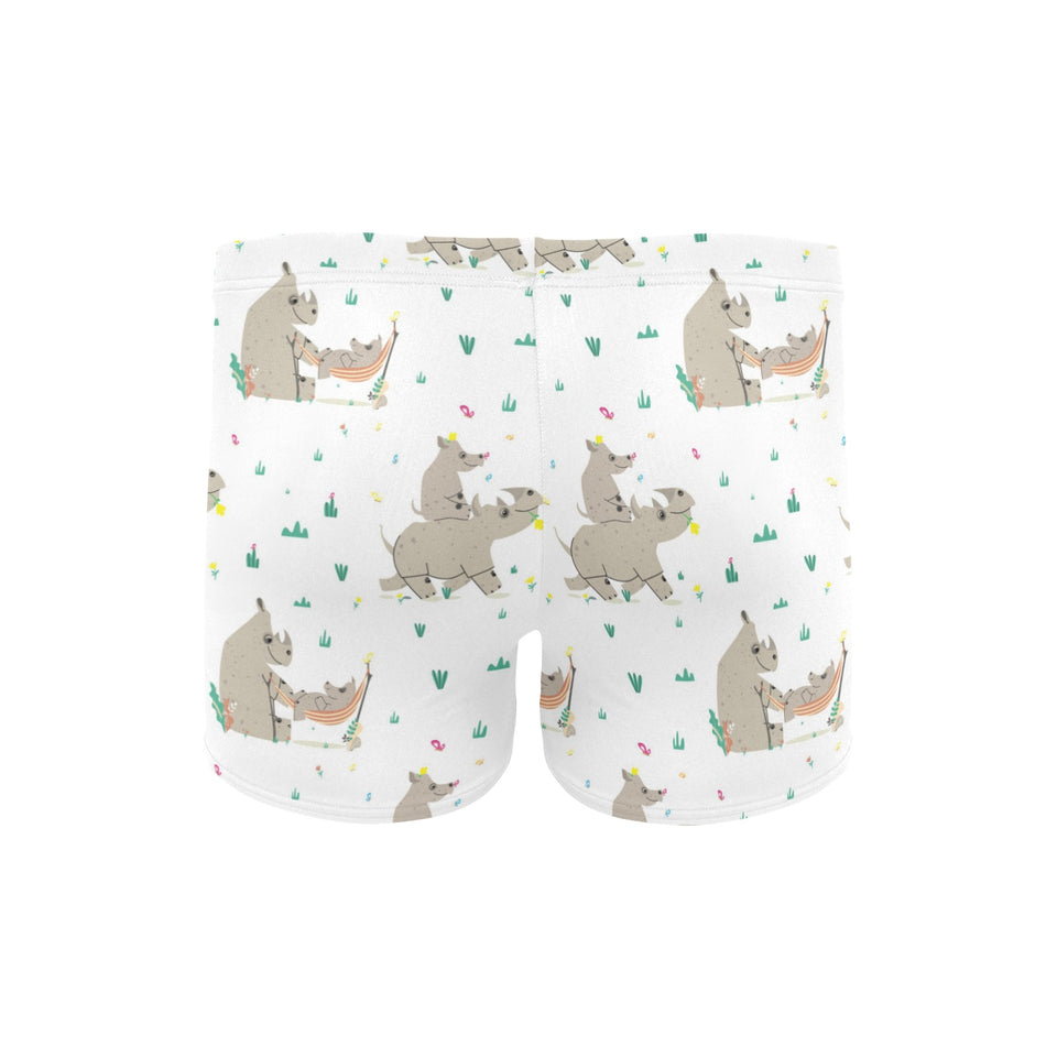 Cute Rhino pattern background Men's Swimming Trunks
