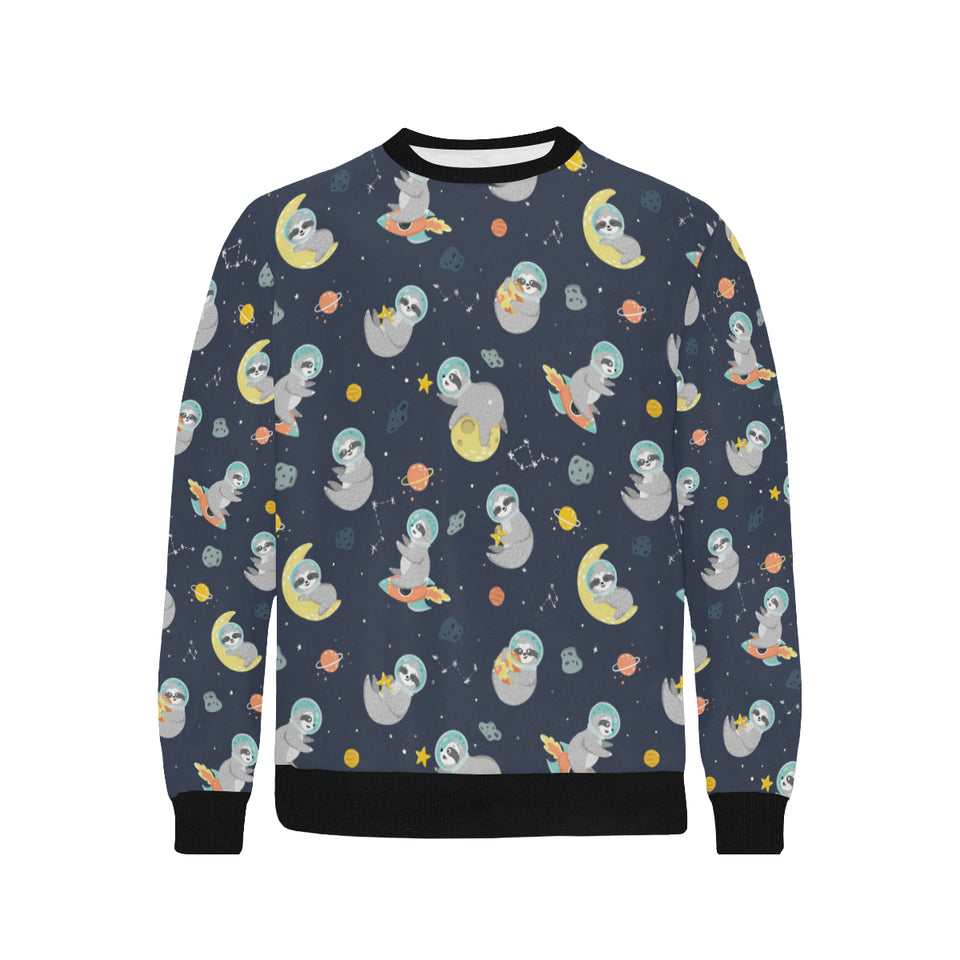 Cute sloth astronaut star planet rocket pattern Men's Crew Neck Sweatshirt