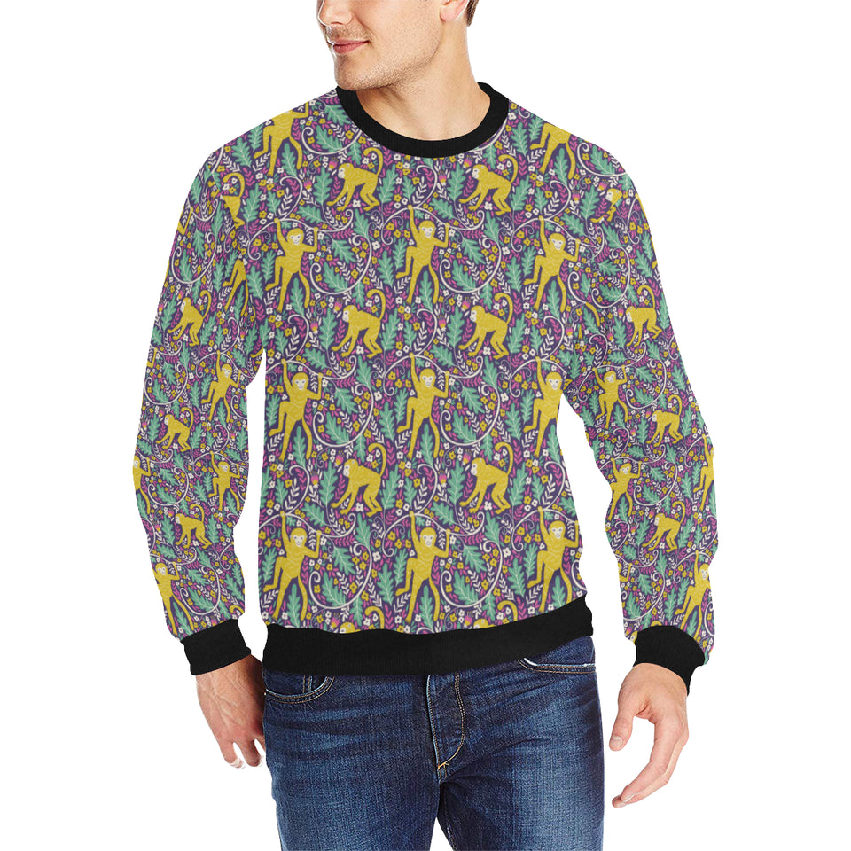 Cute yellow monkey leaves pattern Men's Crew Neck Sweatshirt