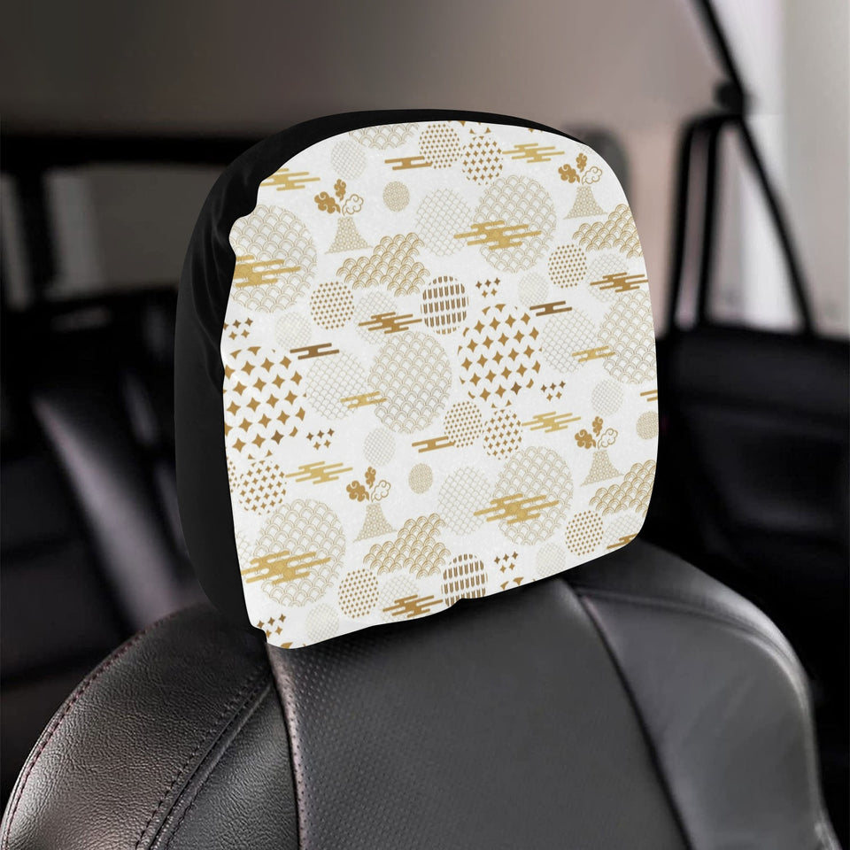 Beautiful gold japanese pattern Car Headrest Cover