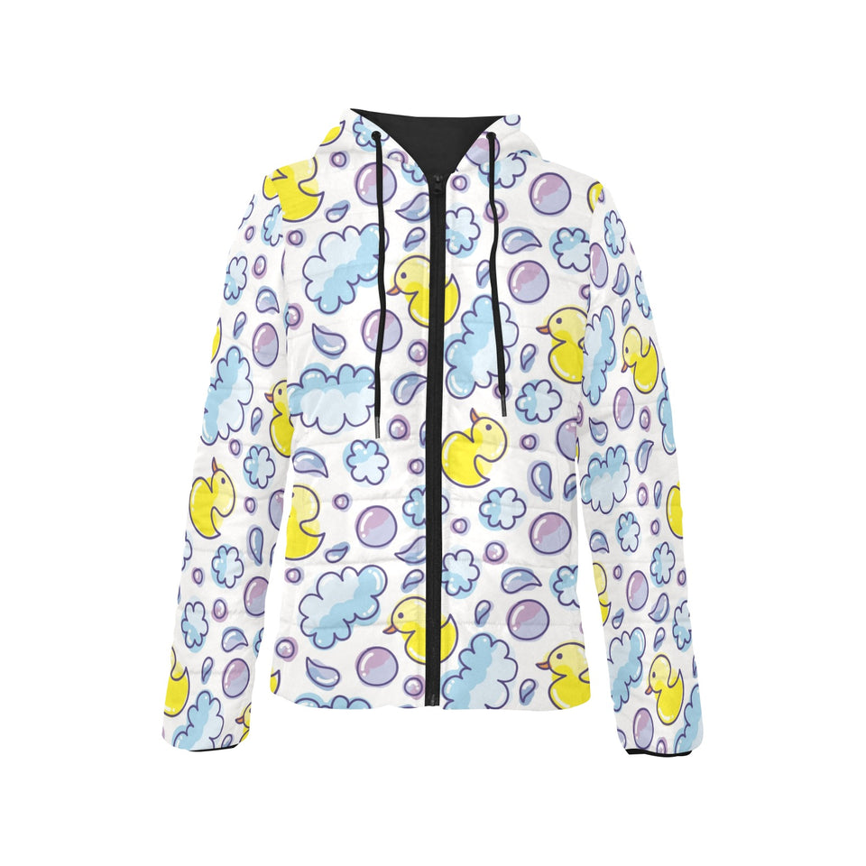Duck Pattern Print Design 01 Women's Padded Hooded Jacket