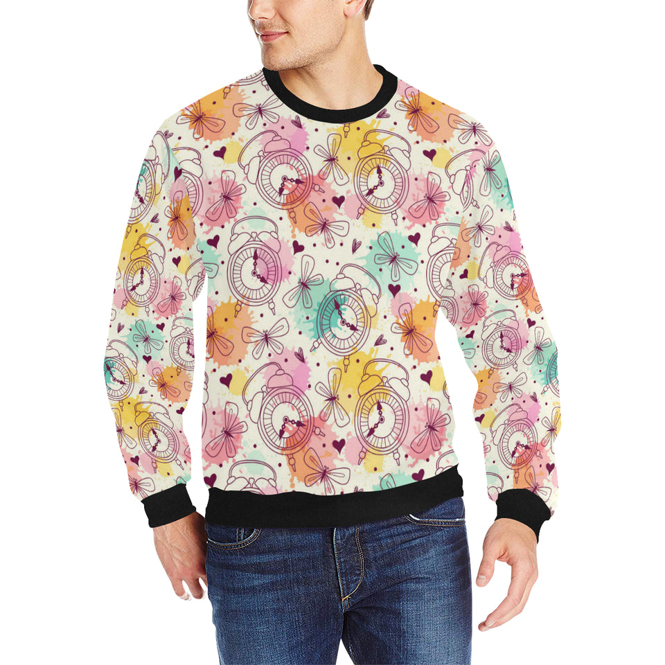 Clock butterfly pattern Men's Crew Neck Sweatshirt