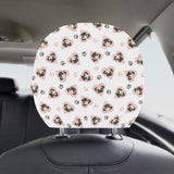 Cute pugs pink heart paw pattern Car Headrest Cover