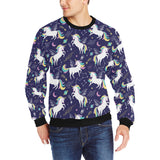 Hand drawn cute unicorn star planet Men's Crew Neck Sweatshirt