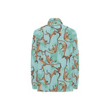Monkey Palm tree background Women's Long Sleeve Polo Shirt