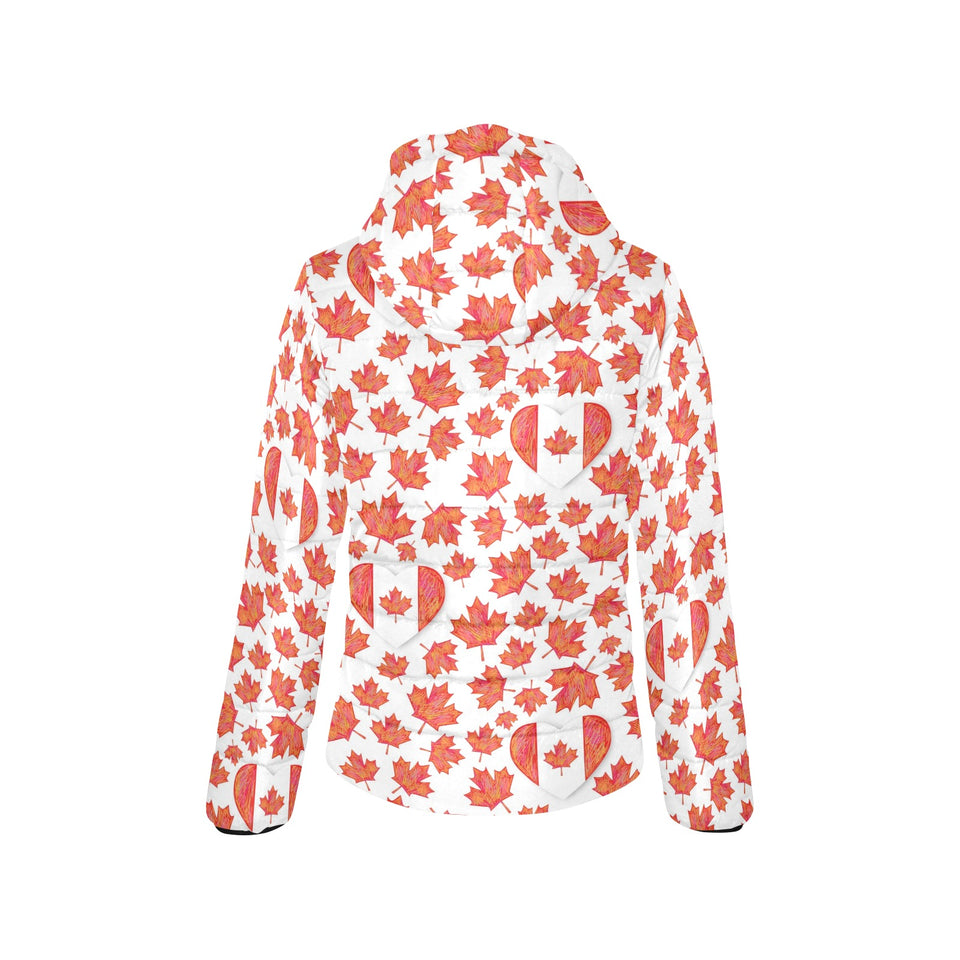 Canada Pattern Print Design 02 Women's Padded Hooded Jacket