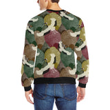Japanese cranes flying forest dot pattern Men's Crew Neck Sweatshirt