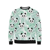 Panda pattern tropical leaves background Men's Crew Neck Sweatshirt