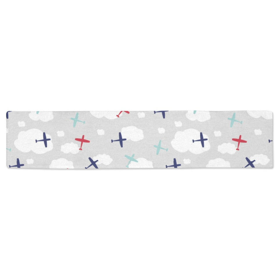 Airplane cloud grey background Table Runner