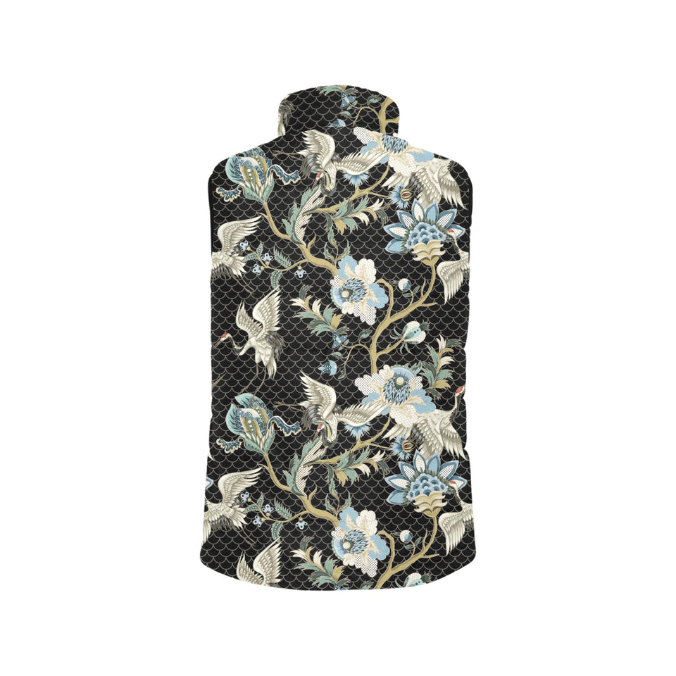 Japanese crane ornament elements Men's Padded Vest