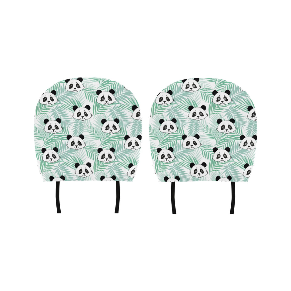 Panda pattern tropical leaves background Car Headrest Cover