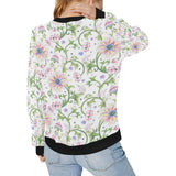 Beautiful pink lotus waterlily leaves pattern Women's Crew Neck Sweatshirt