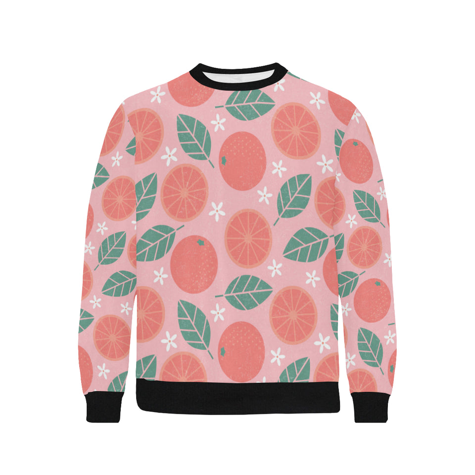 Grapefruit leaves flower pink background Men's Crew Neck Sweatshirt