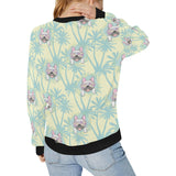 French bulldog hawaii blackground Women's Crew Neck Sweatshirt