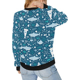 Cute shark pattern Women's Crew Neck Sweatshirt