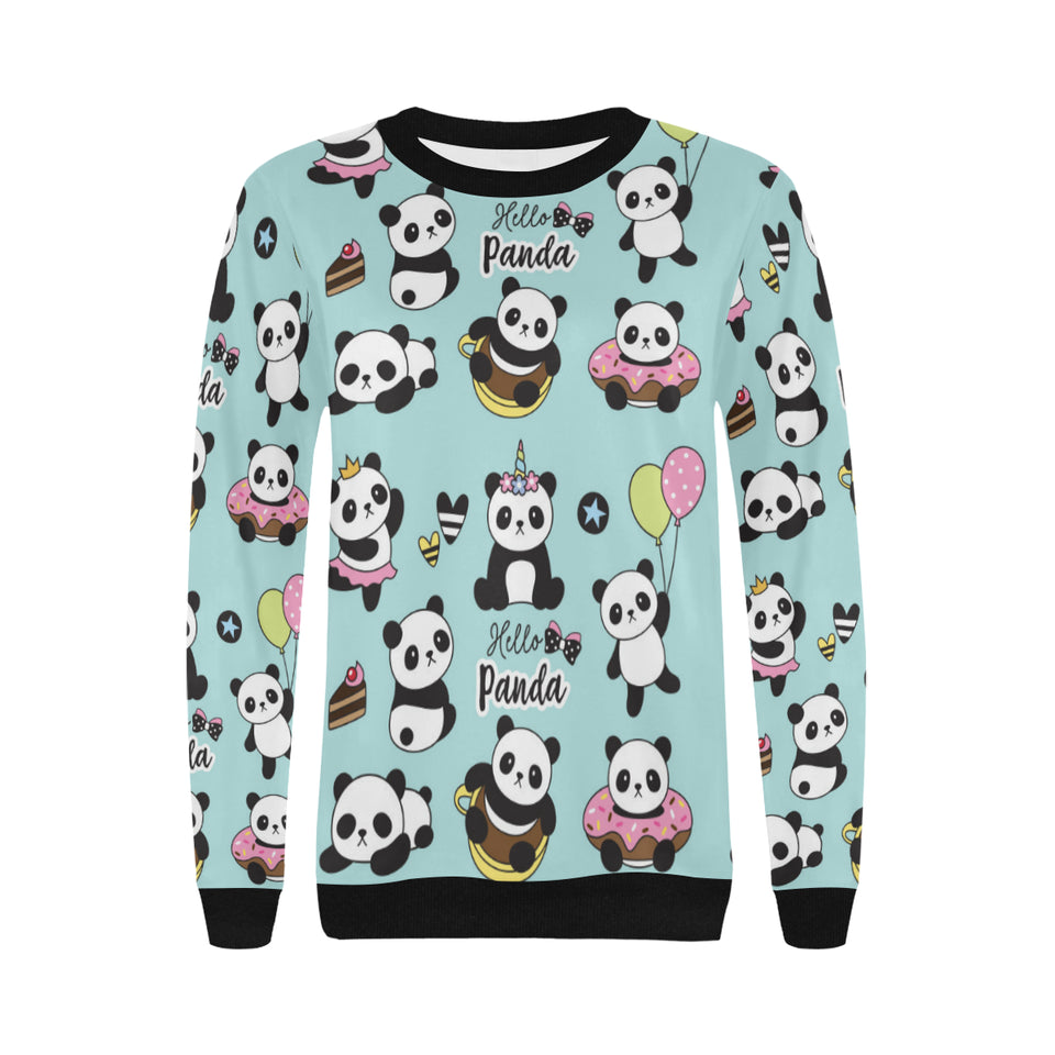 Cute baby panda pattern Women's Crew Neck Sweatshirt