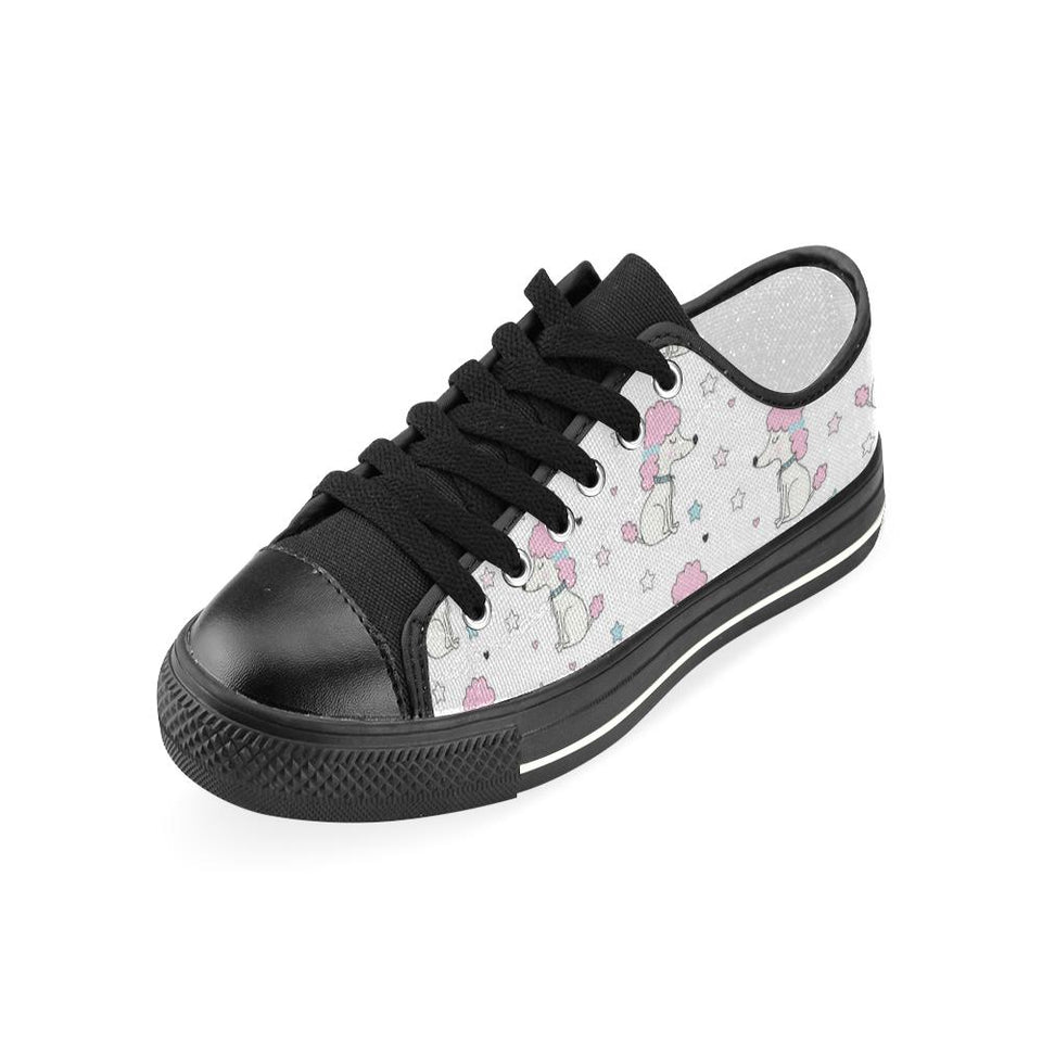 Cute poodle dog star pattern Kids' Boys' Girls' Low Top Canvas Shoes Black
