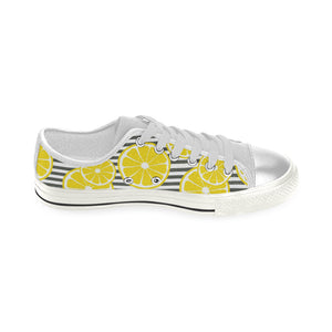 slice of lemon design pattern Women's Low Top Canvas Shoes White