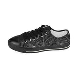 Spider web design pattern Black background white c Kids' Boys' Girls' Low Top Canvas Shoes Black
