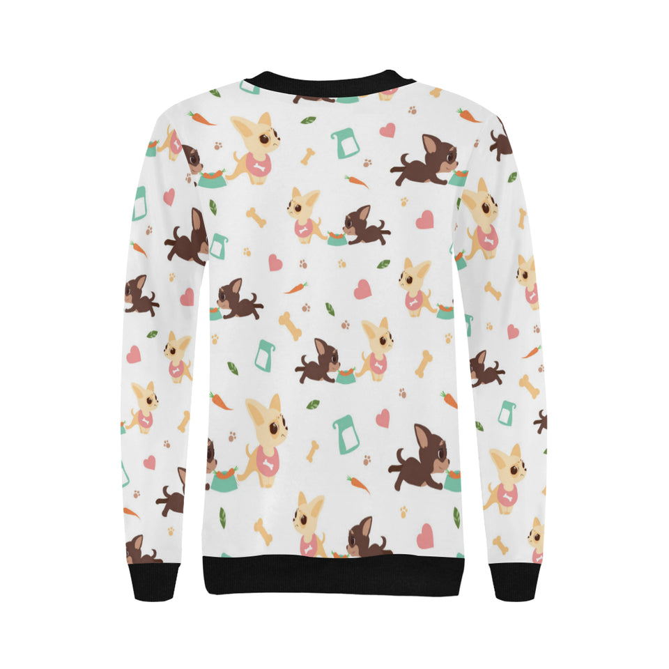 Cute Chihuahua puppie pattern Women's Crew Neck Sweatshirt