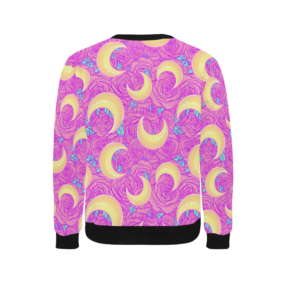 Moon pink rose background Men's Crew Neck Sweatshirt