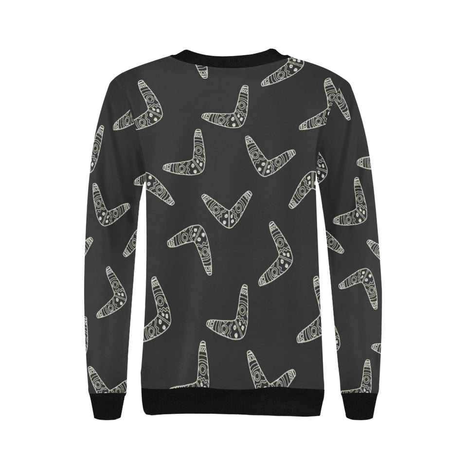 Hand drawn boomerang Australian aboriginal ornamen Women's Crew Neck Sweatshirt
