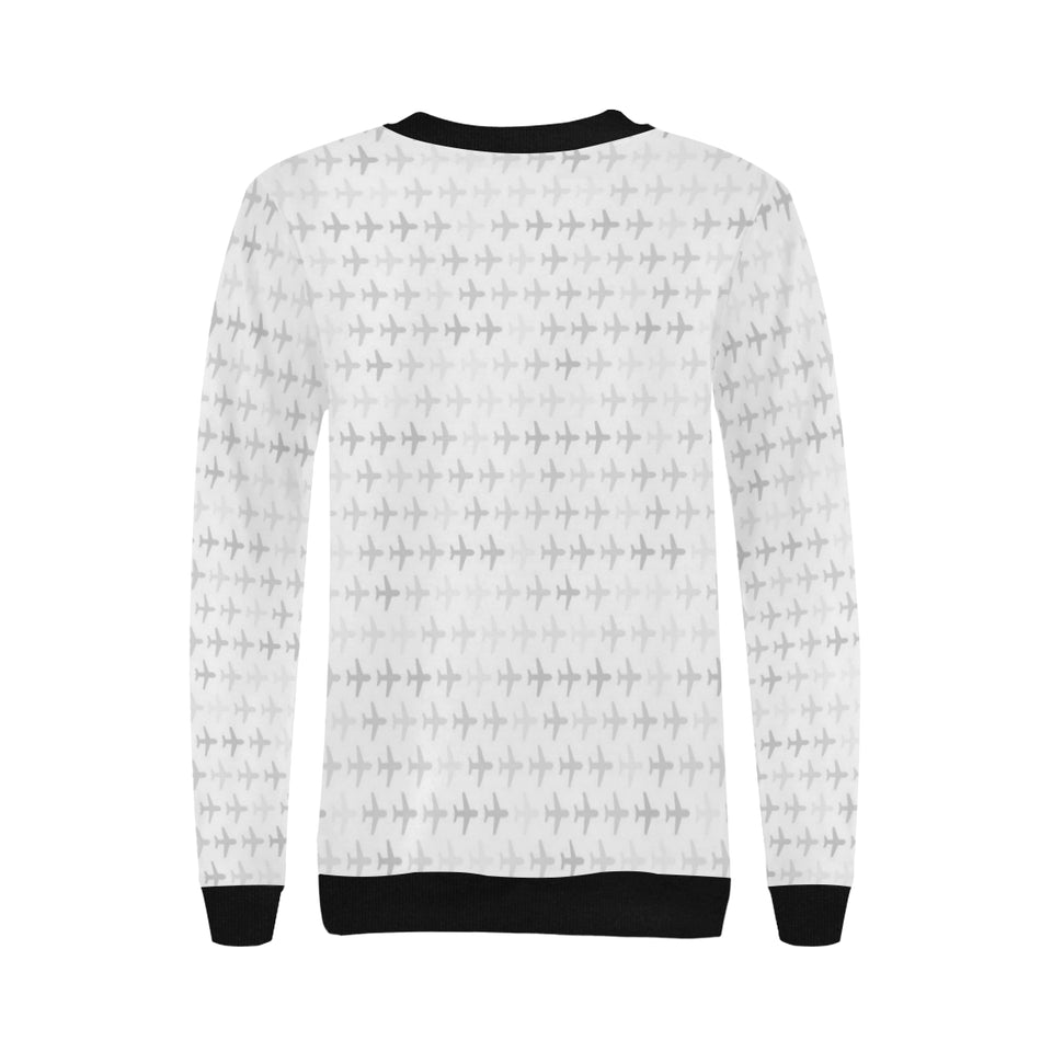 Airplane print pattern Women's Crew Neck Sweatshirt