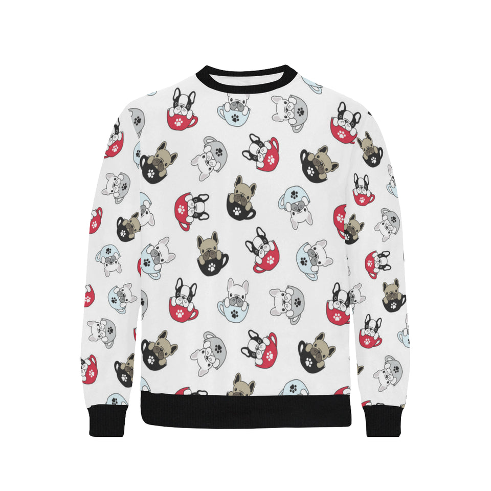French bulldog cup paw pattern Men's Crew Neck Sweatshirt