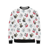 French bulldog cup paw pattern Men's Crew Neck Sweatshirt