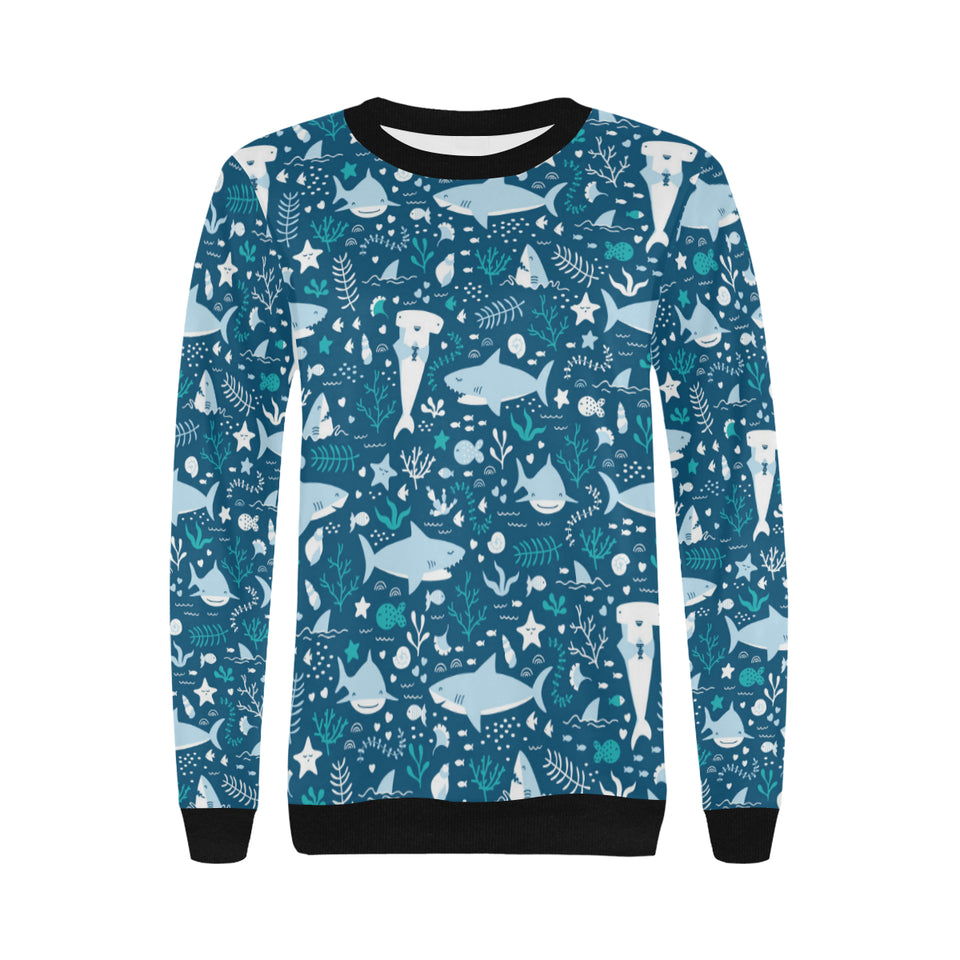 Cute shark pattern Women's Crew Neck Sweatshirt