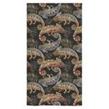 Chameleon lizard tropical leaves palm tree Bath Towel