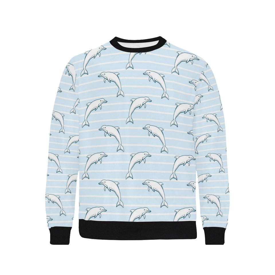 Dolphin blue striped background Men's Crew Neck Sweatshirt