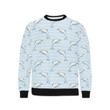Dolphin blue striped background Men's Crew Neck Sweatshirt