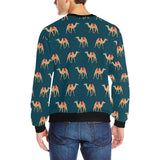 Camel pattern blue blackground Men's Crew Neck Sweatshirt