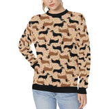 Dachshund floral background Women's Crew Neck Sweatshirt
