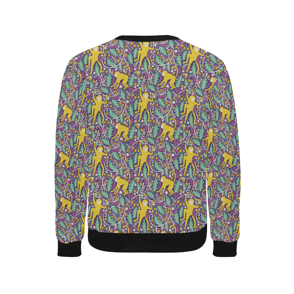 Cute yellow monkey leaves pattern Men's Crew Neck Sweatshirt