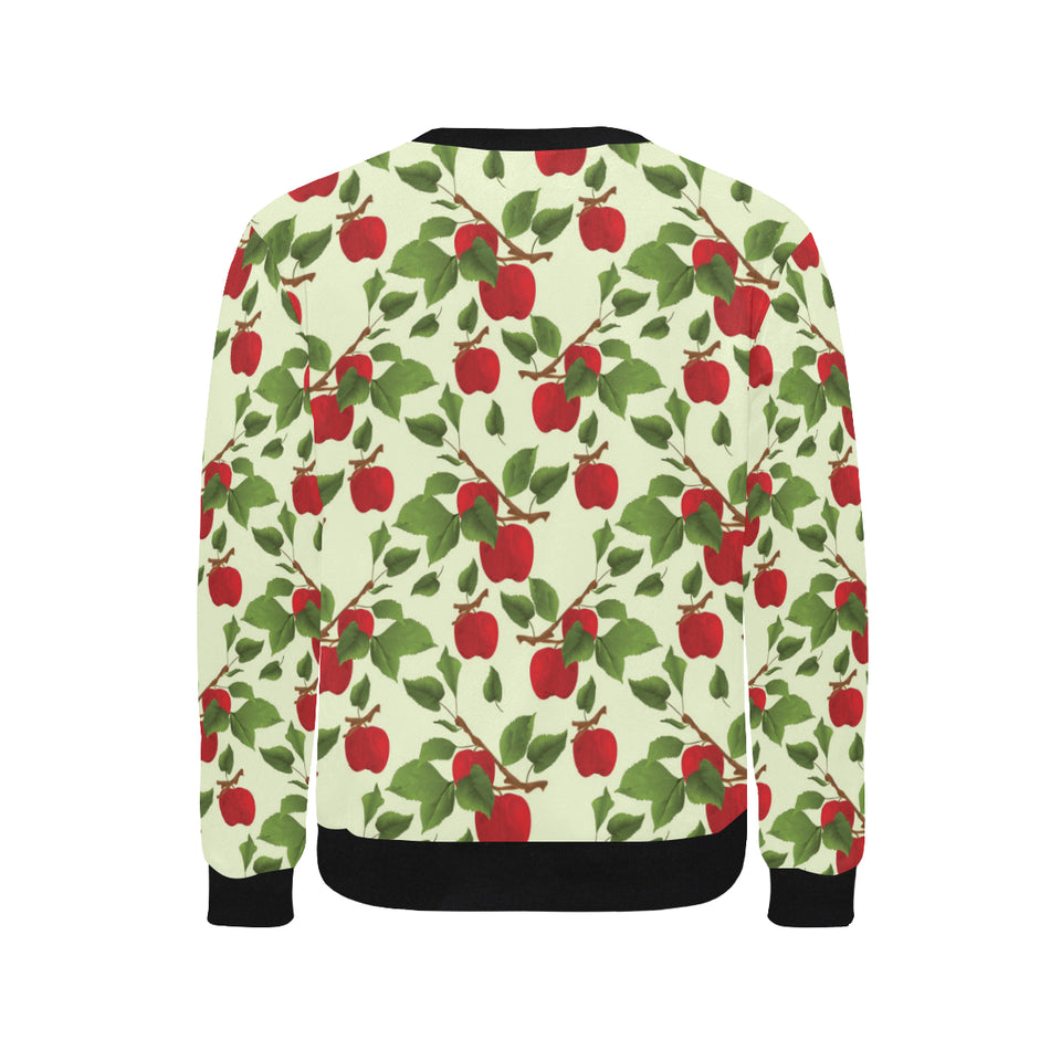 Red apples leaves pattern Men's Crew Neck Sweatshirt