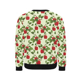 Red apples leaves pattern Men's Crew Neck Sweatshirt