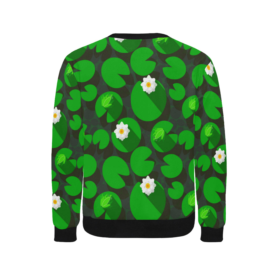 Frog waterlily pattern Men's Crew Neck Sweatshirt
