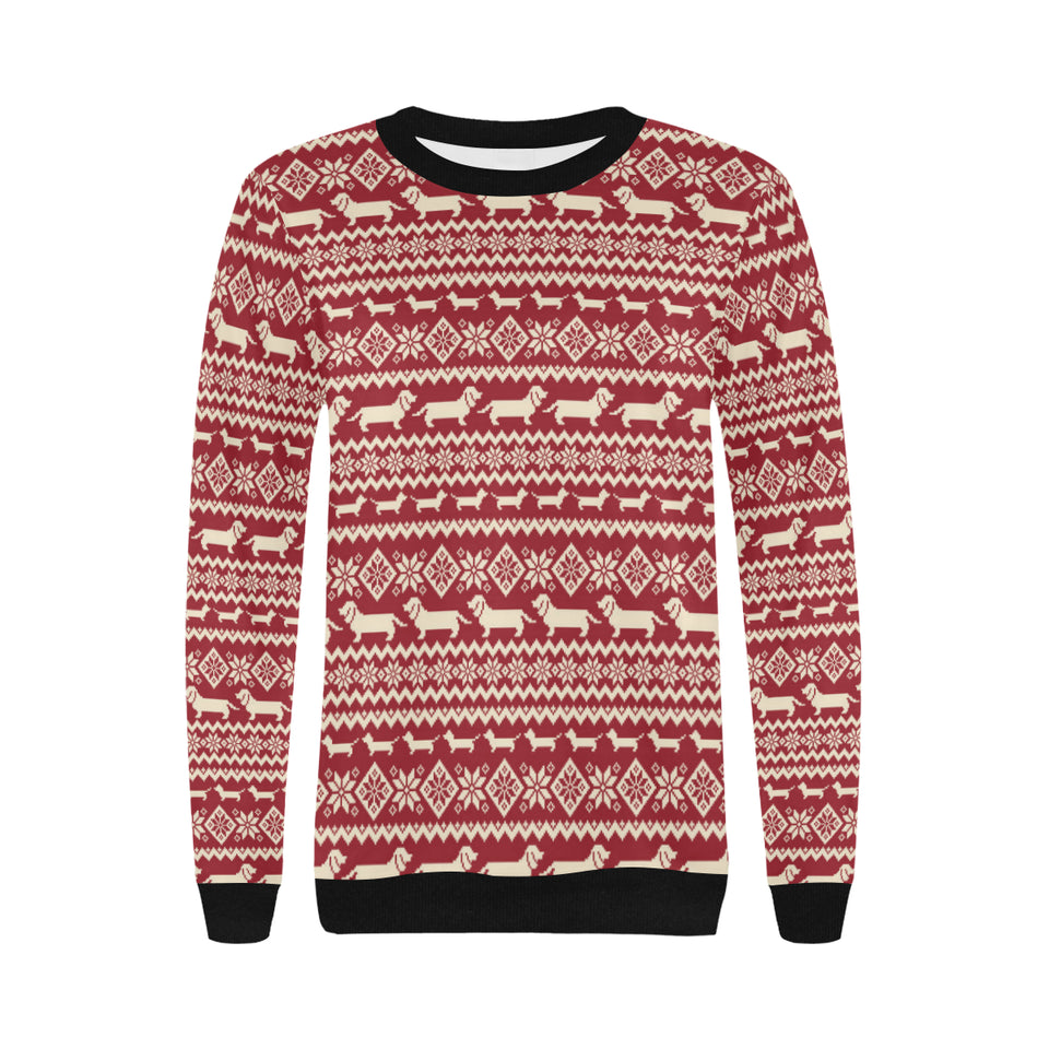 Dachshund Nordic pattern Women's Crew Neck Sweatshirt