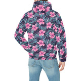 Hibiscus Pattern Print Design 05 Men's Padded Hooded Jacket