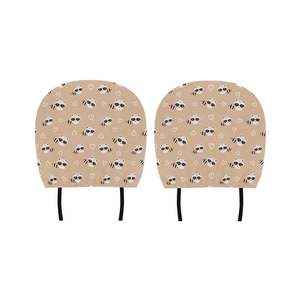 Cute raccoon heart pattern Car Headrest Cover