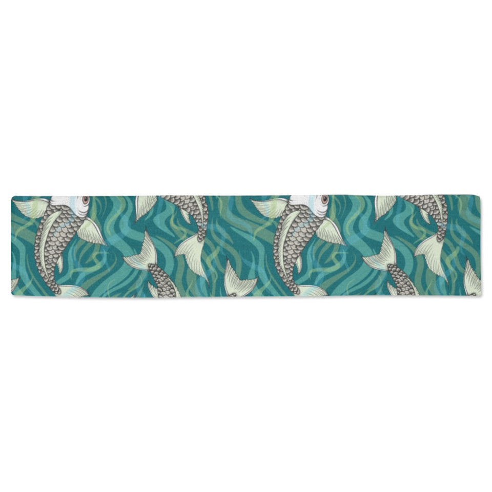 Koi Fish Carp Fish lotus pattern Table Runner