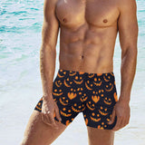 Halloween pattern Pumpkin background Men's Swimming Trunks