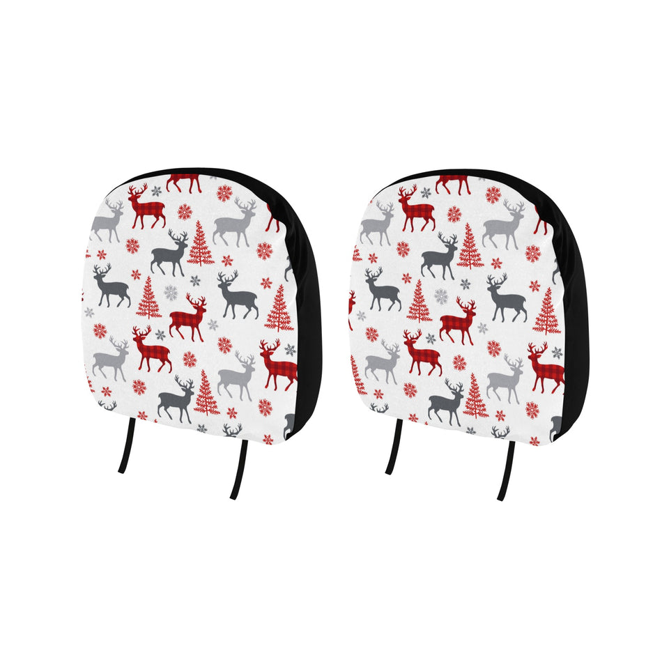 Deer tree snowflakes chrismas pattern Car Headrest Cover